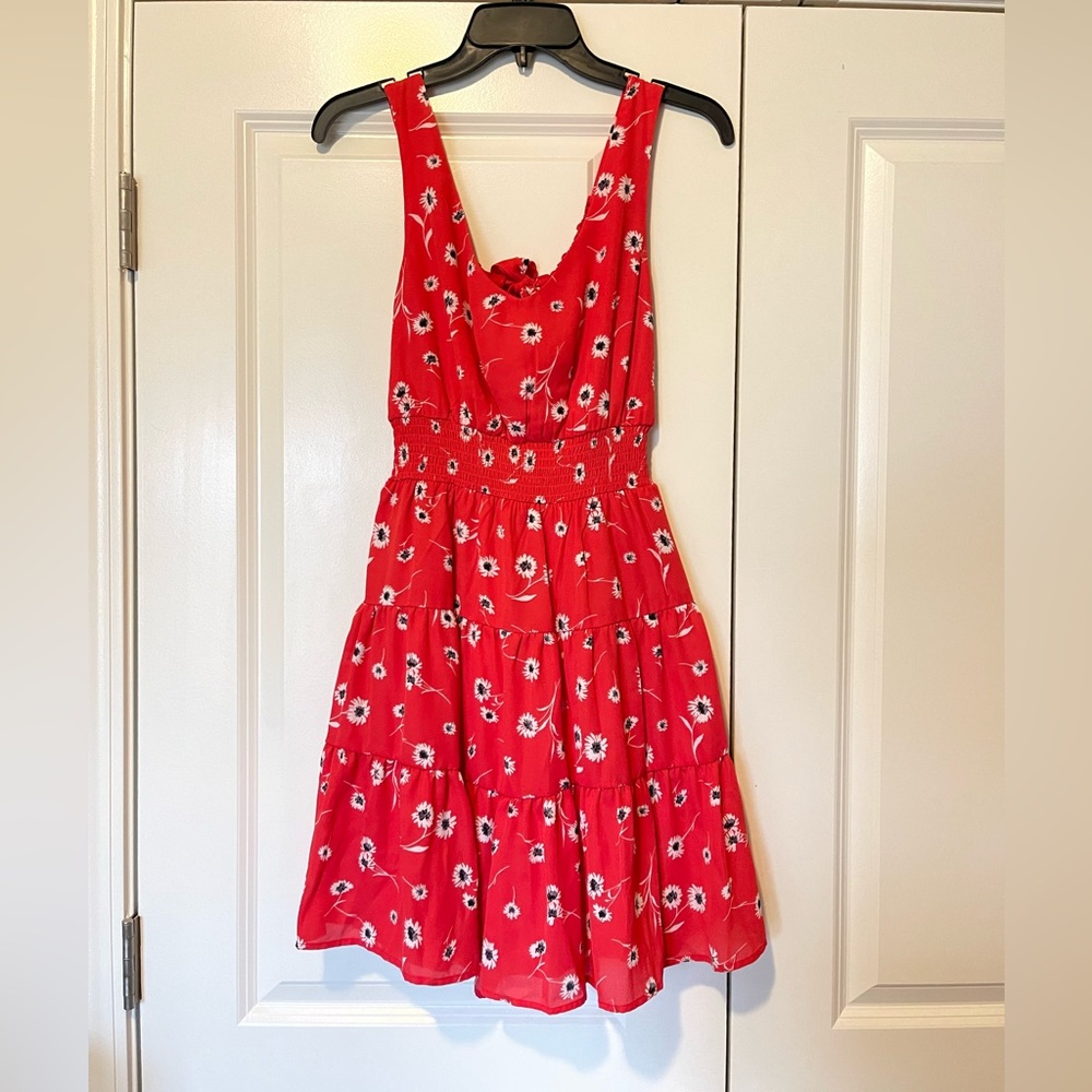 Red floral dress